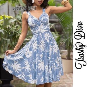 Trashy Diva Bon Voyage Print L’Amour Wide Strap Pinup Swing Dress Size 6